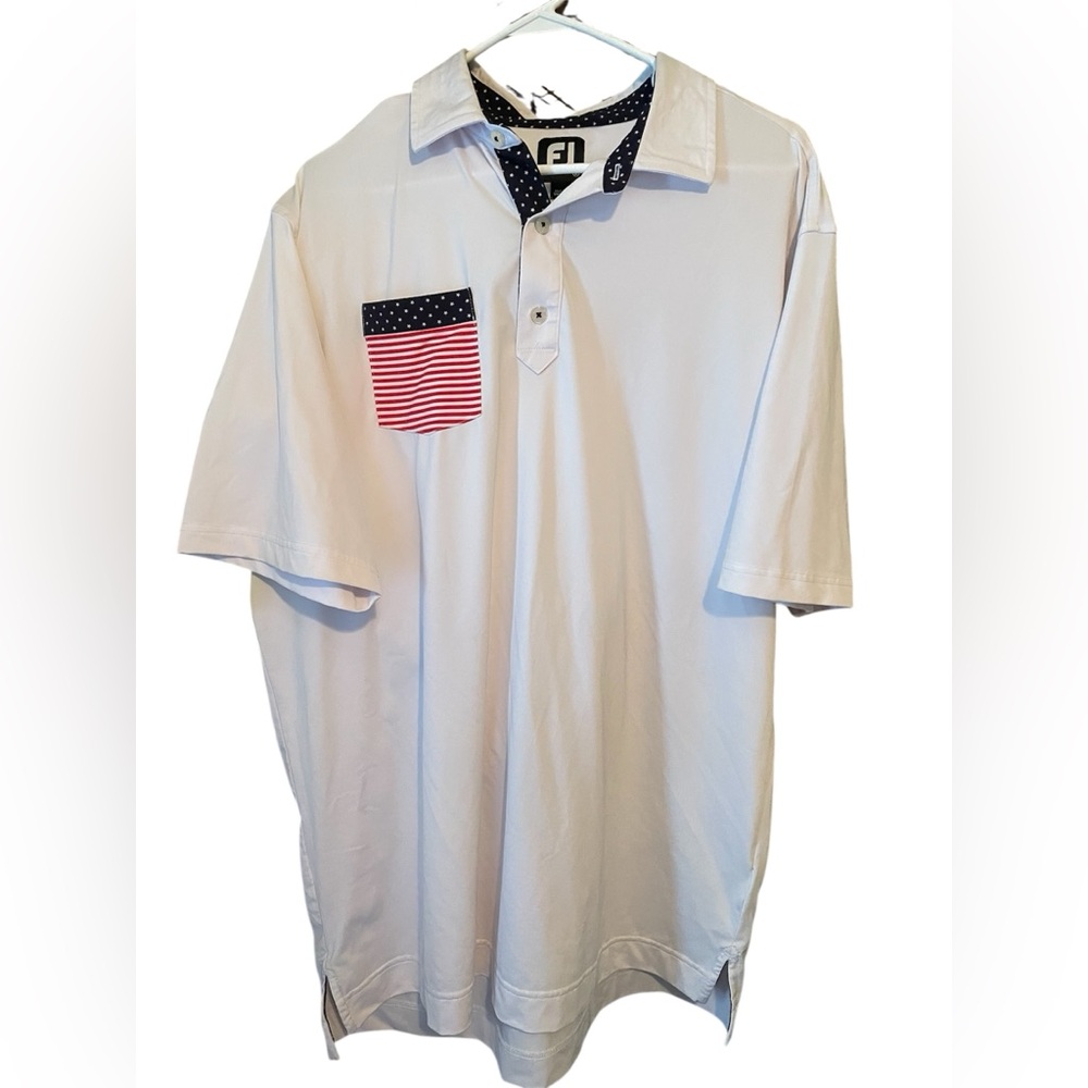 2020 Ryder Cup FootJoy Stars & Stripes Limited Edition Flag Polo - White Size L